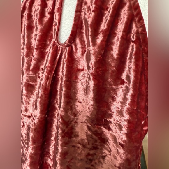 altar'd state Rose Pink Crushed Velvet Embroidered Halter Top Blouse Tunic Small - Picture 7 of 9